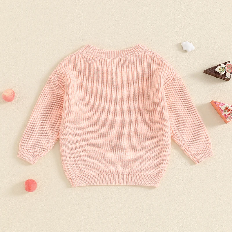 2024-05-20 Lioraitiin Baby Autumn Winter Knitted Sweater Long Sleeve Round Neck Cake Embroidery Knitwears