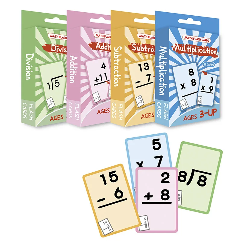 36Pcs/set Math Addition Subtraction Multiplication Division Erasable Reusable Number Learning Cards Children's Math Teaching Aid