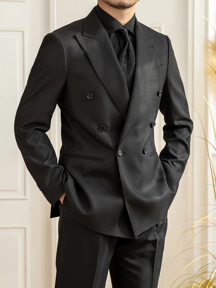 

Mr. Deer Tee's Haome Cheered Bla Suit Casual Commute Six Buttons One Jaet Men's Faion Busin Formal Wear