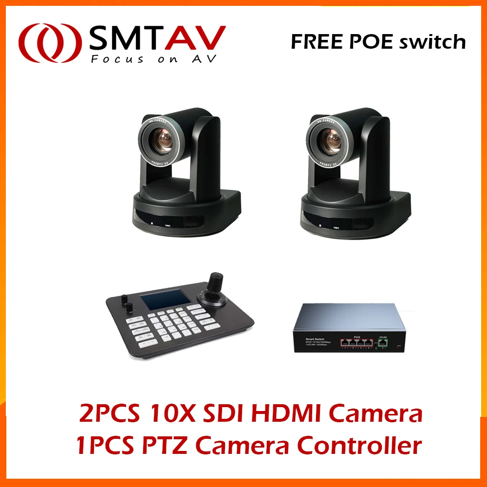 Free Shipping 2pcs SDI PTZ Camera 10X  Zoom Live Streaming Camera  for Church Business Meeting and 1PCS PTZ Camera Controller