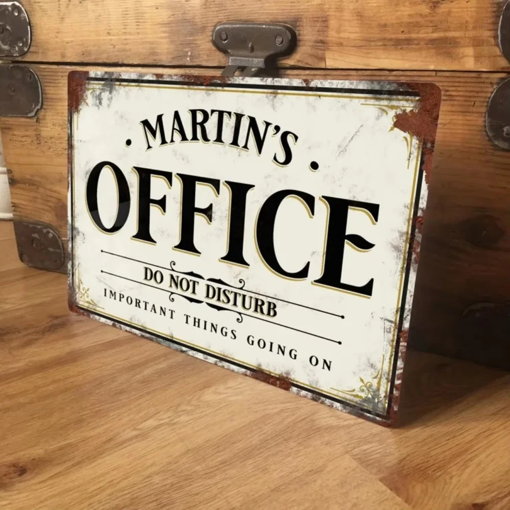 Custom Personalized Office Metal Sign, Fully Customizable Name Text Logo, Vintage Waterproof Aluminum Wall & Door Decor