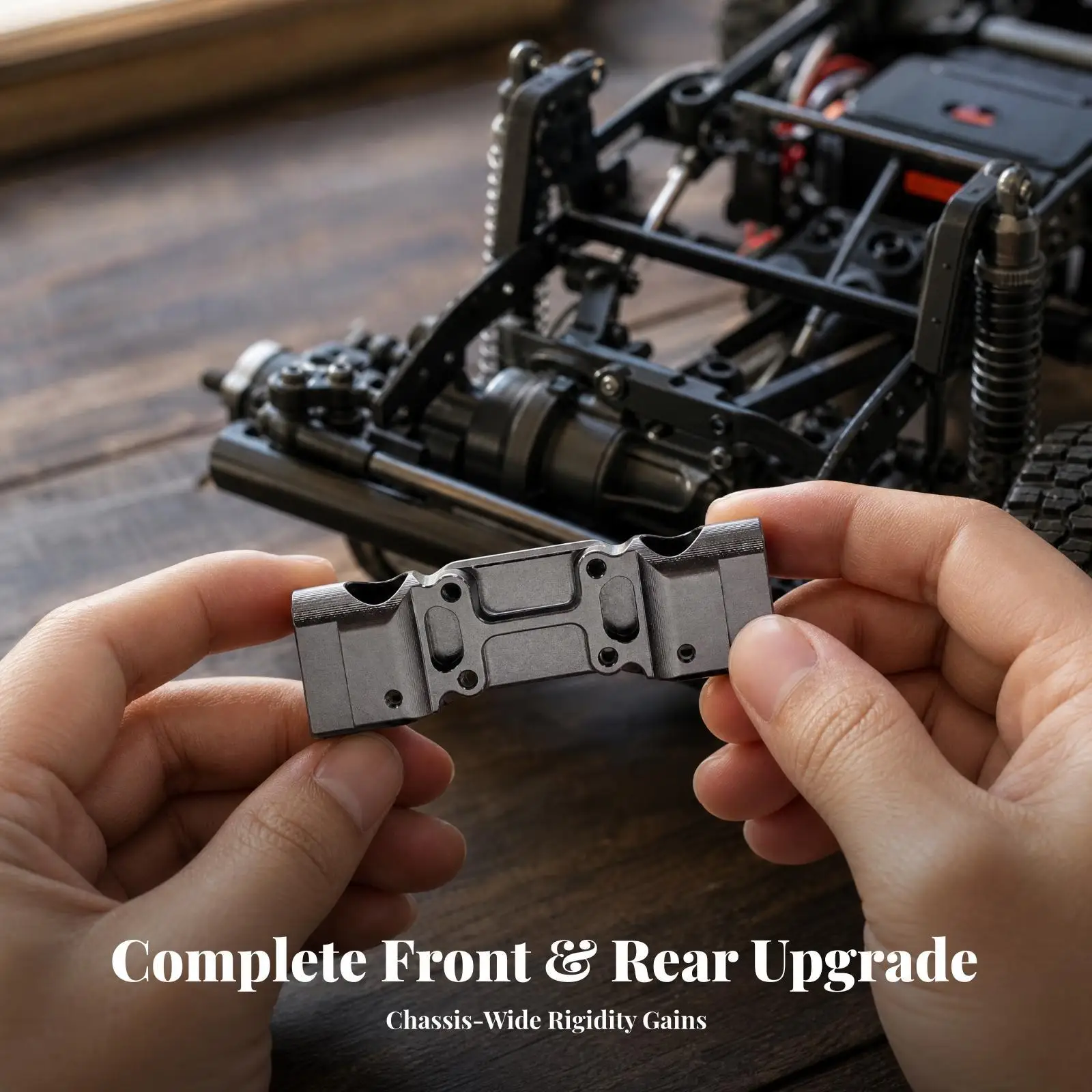 Machined Aluminum Beam Component Low-Profile Rigid Elongated Beam Upgrade for Hobby-Grade Chassis 8th Iteration Builds