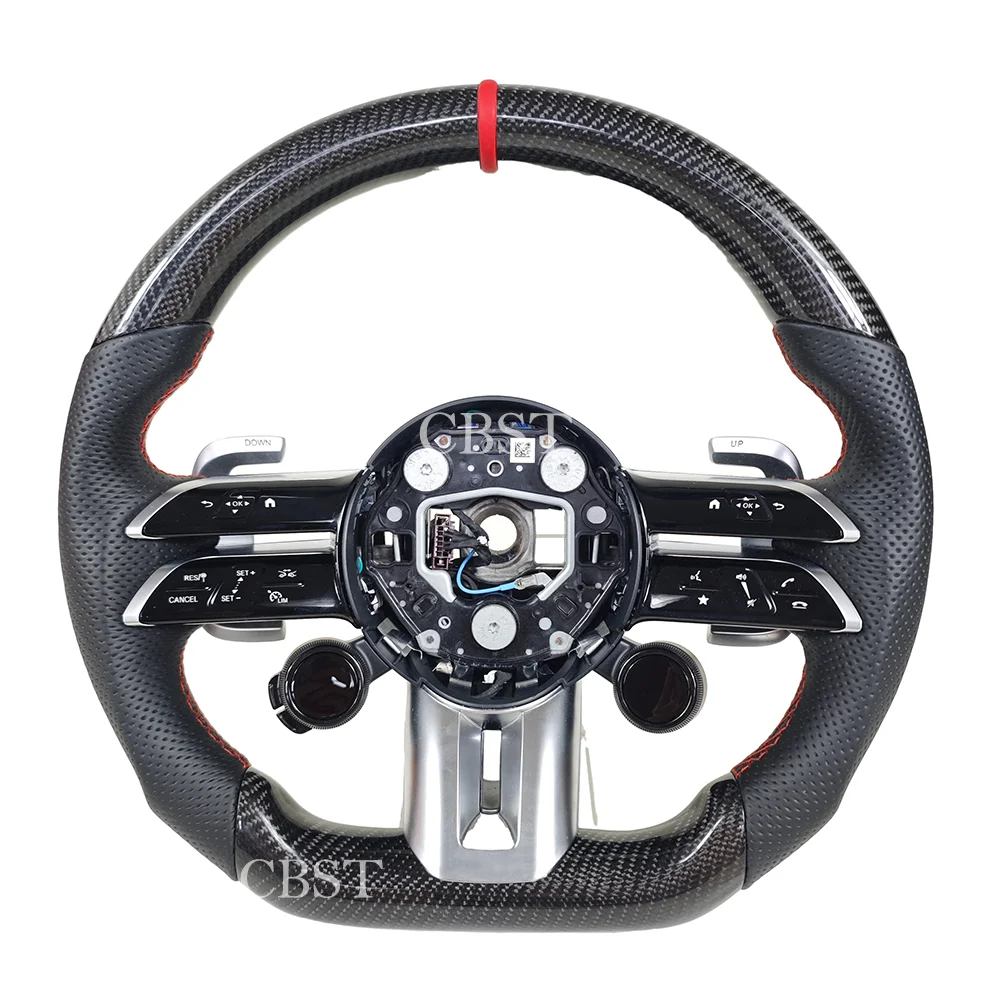 3K Carbon Fiber Steering Wheel for Mercedes AMG W206 A45 C45 C63 E63 S63 CLS CLA GLA GLC GLS AMG 2021~2025  Plug & Play Paddle