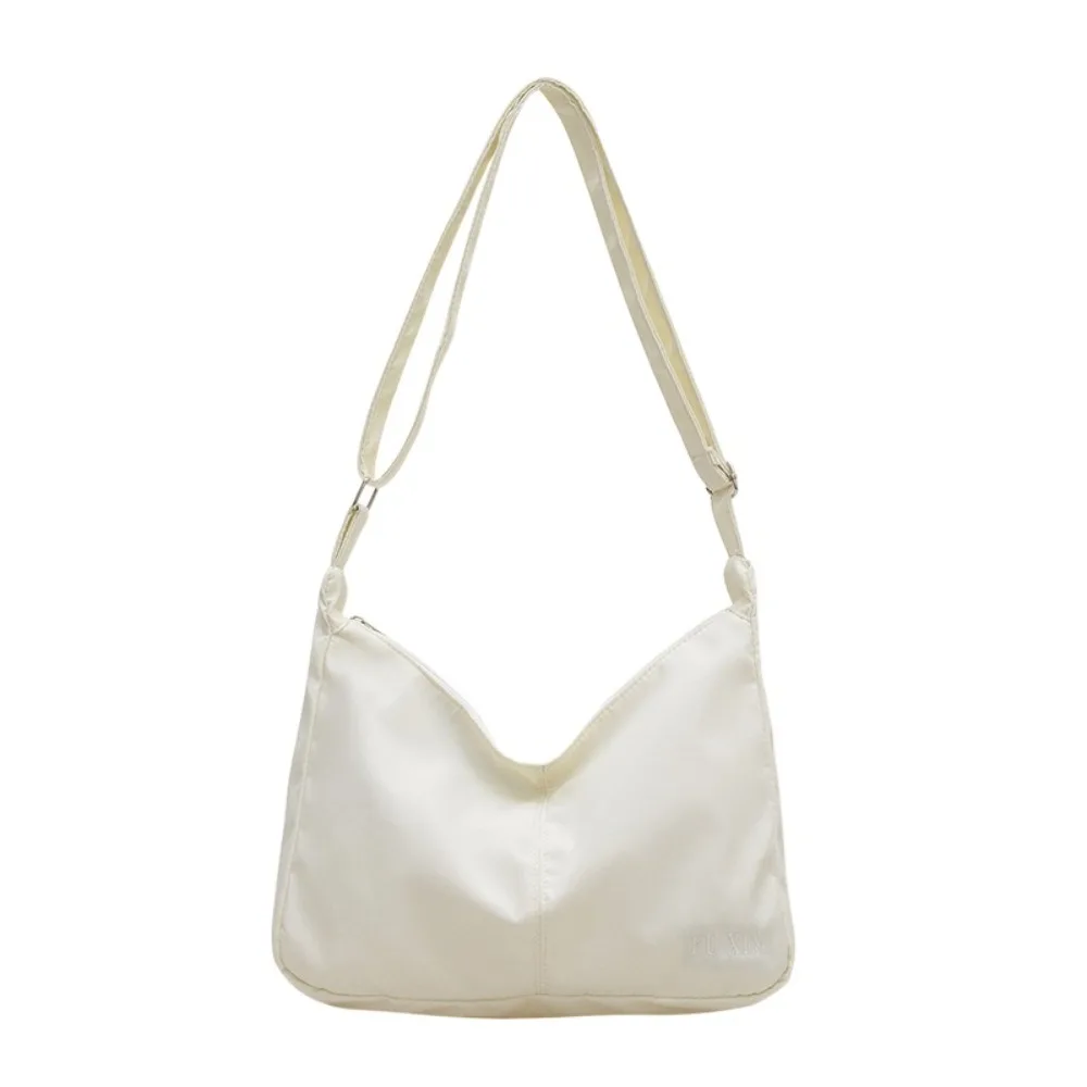 

Simple Large Capacity Canvas Crossbody Bag Solid Color Lightweight Shoulder Bag Zipper Hobo Bag Daily