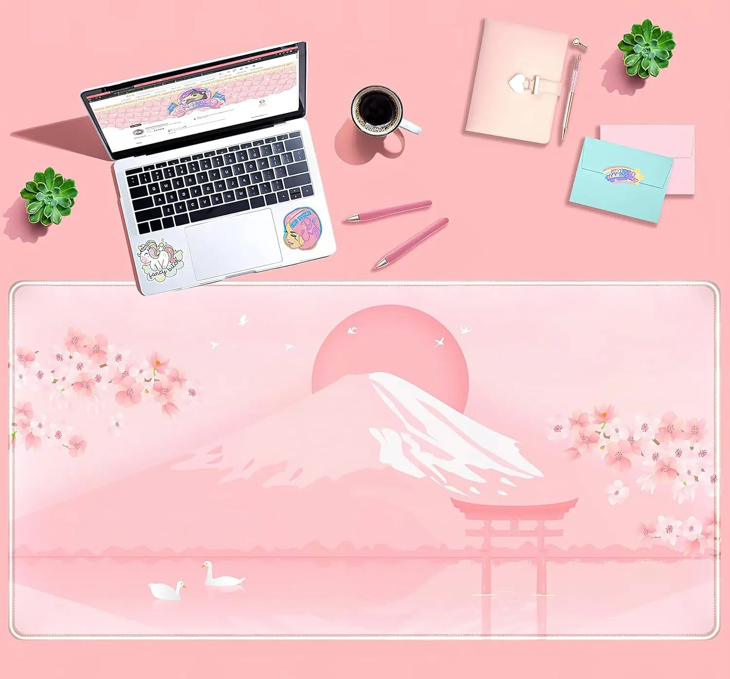 

Pink Cherry Blossom Large Size Non-slip Rubber Mouse pad Computer Gaming accessories Keyboard Desktop Decoration Mat for Offices