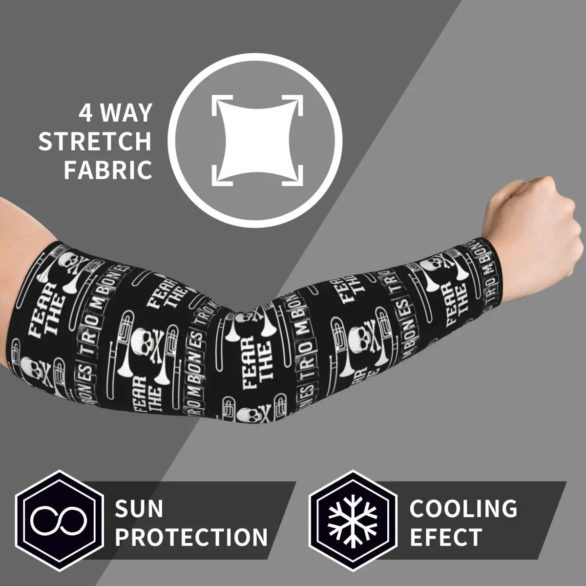 Fear The Pombones Рукава Рукава Мужчины Женщины Защита от солнца и ультрафиолета Татуировки Прикрытие Спорт Охлаждение Велоспорт