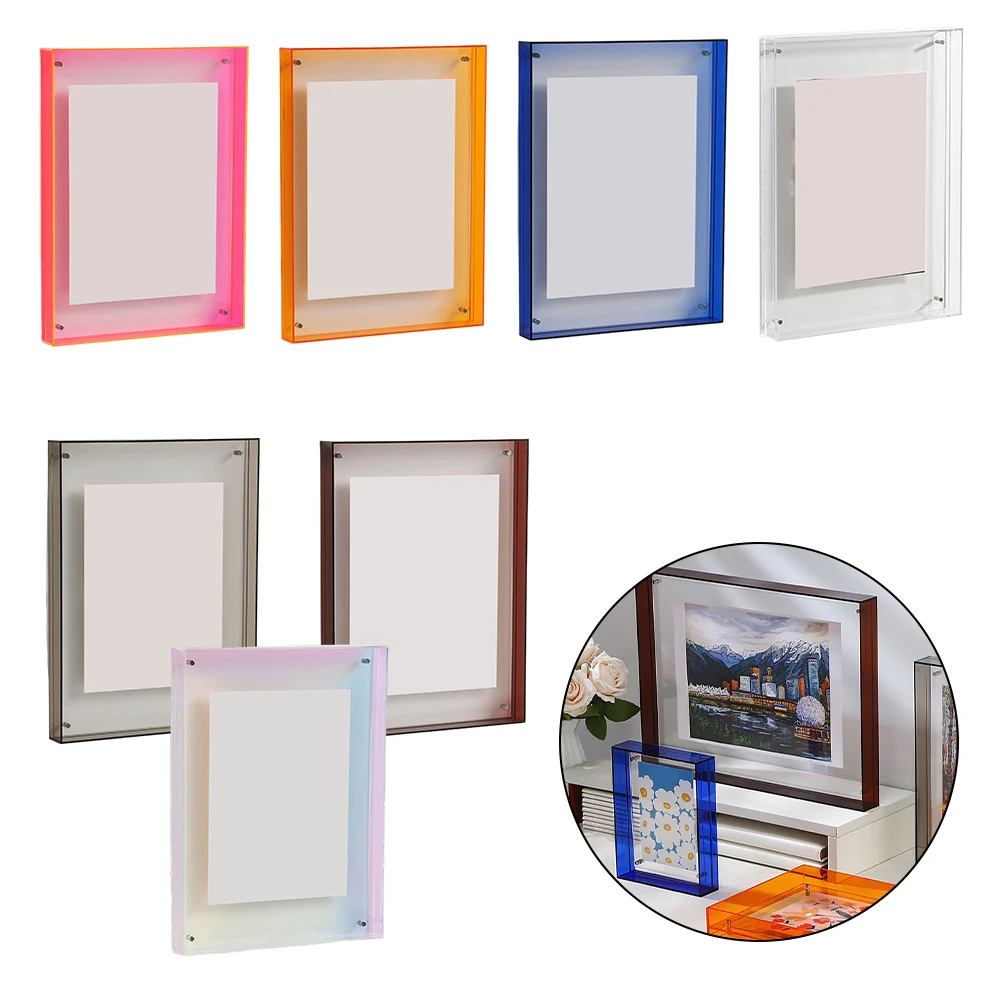 Clear Photo Frame 16x21cm Fluorescent Red Shining Blue Orange Gray For DIY Home Wall Desktop Picture Display Decor