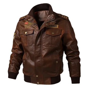 Men's PU leather jacket, fashionable thick wool windproof coat for autumn and winter men's embroidered youth baseball jacket 3