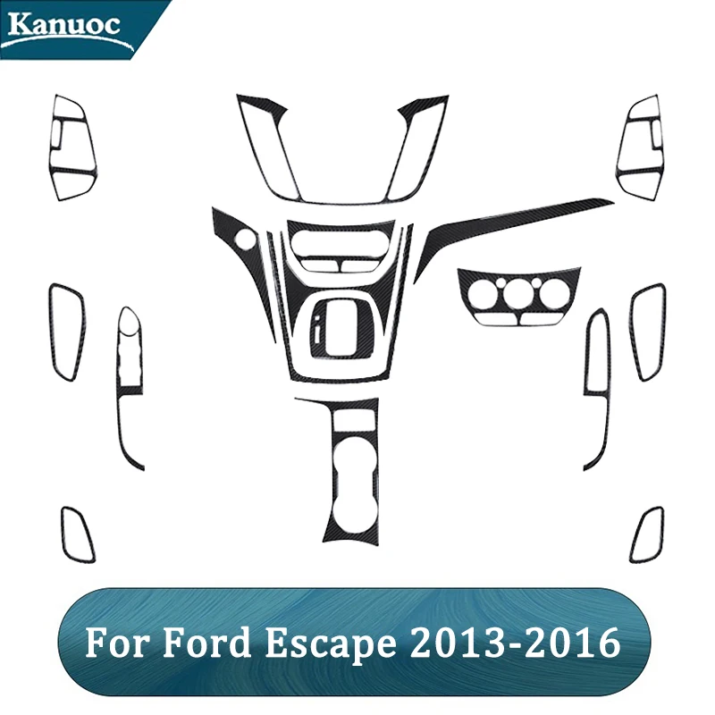 Черные стикеры из углеродного волокна для Ford Escape 2013, 2014, 2015, декоративные аксессуары для салона автомобиля, цифровой контроль климата