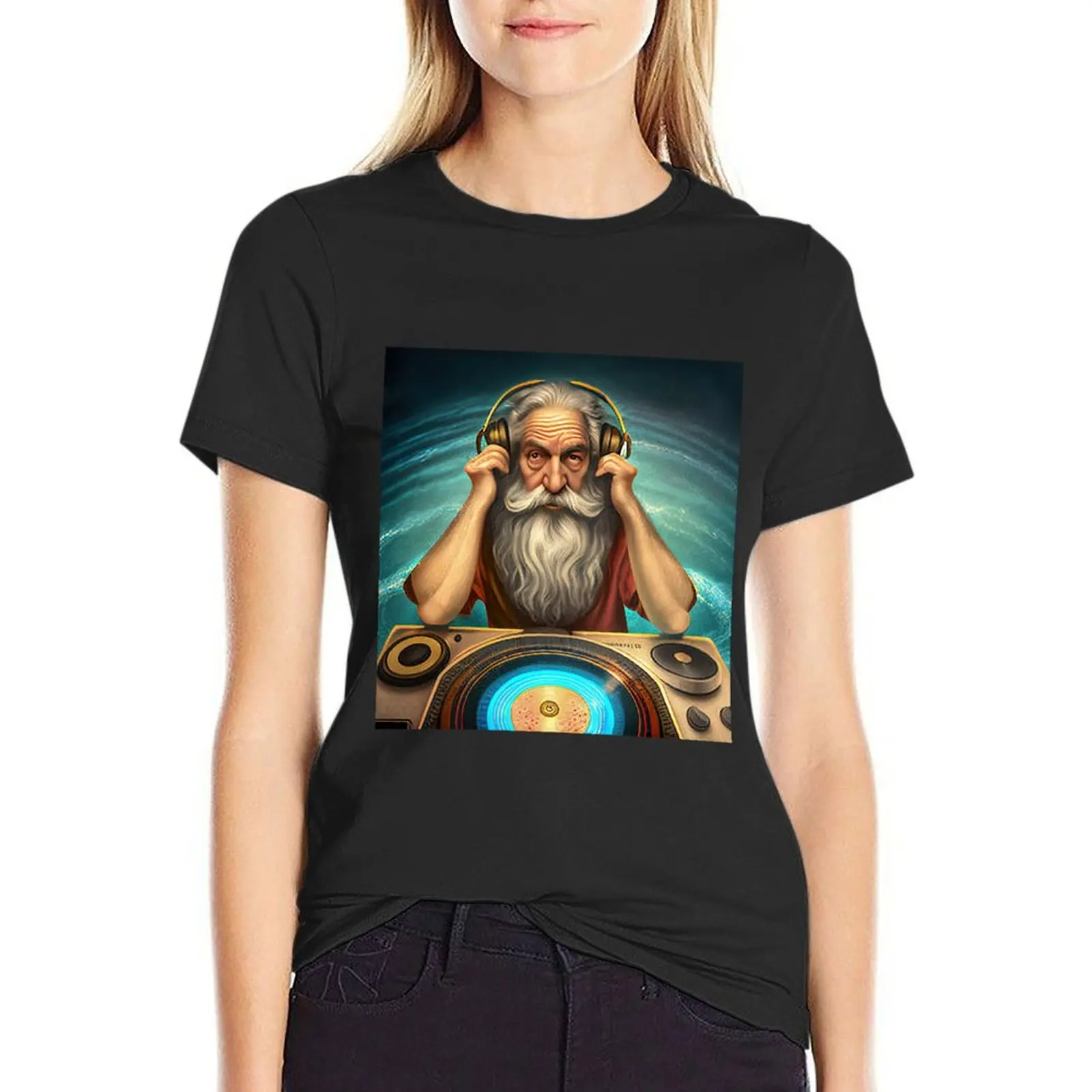 

God is a DJ Series T-Shirt hippie clothes funny cute tops white t shirts for Women