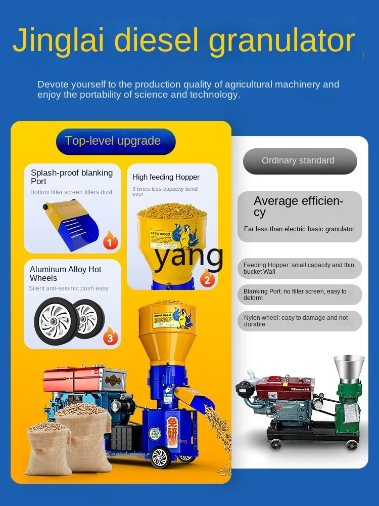 Yjq Diesel Power Feed Pellet Machine Small Breeding Wet and Dry Dual-Use without Motor