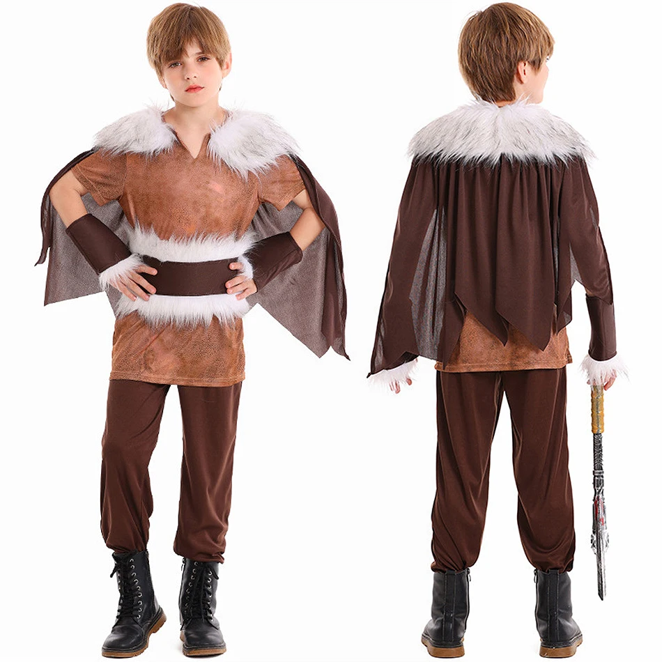 Kids Viking Warrior Cosplay Halloween Outfits Children Masquerade Party Costume for Boys Birthday Carnival Dress Up Clothing