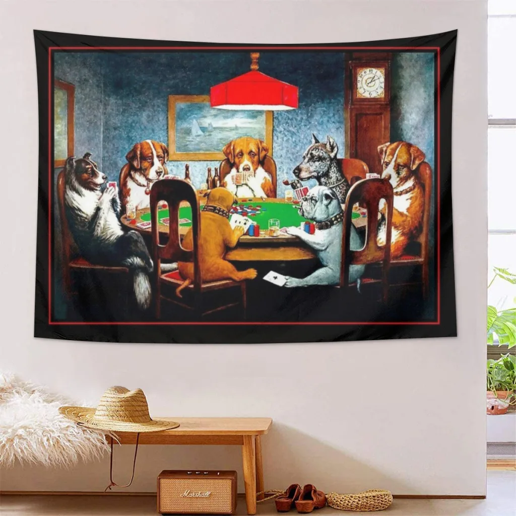 

Home Decoration Tapestry DOGS PLAYING POKER  Vintage C M Coolidge Print Tapestry Wall Art Tapestries Room Decors