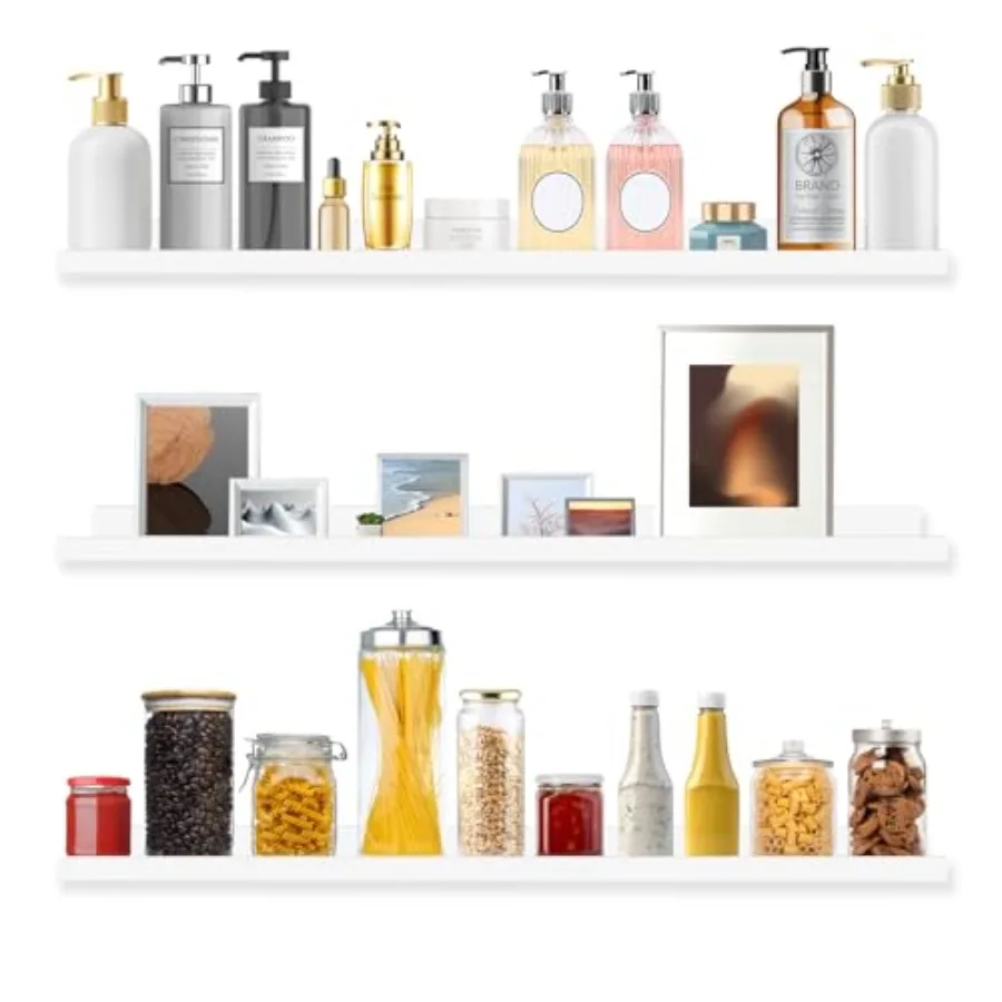 

Навесные полки для фотографий с бортиком, 24 дюйма, современные настенные полки-подставки для картин для спальни, кухни, офиса, гостиной