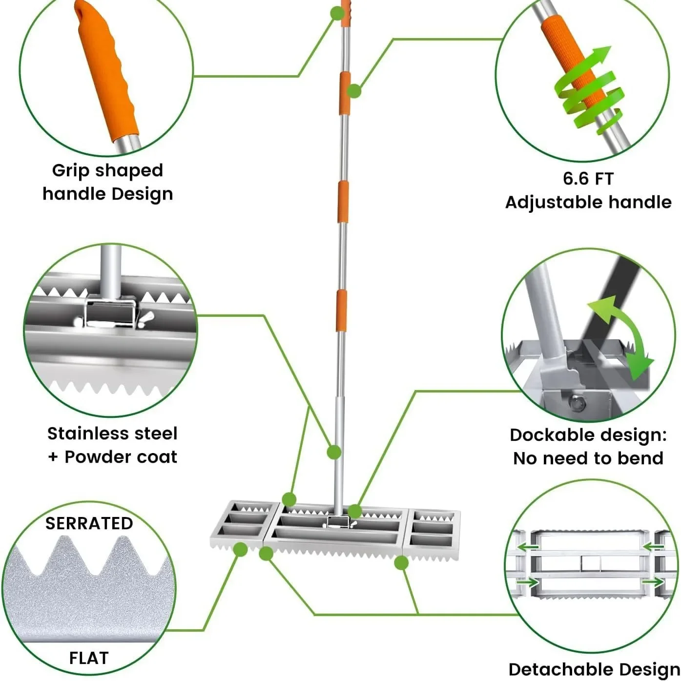 Serrated flat double-use, new leveling rake double-sided use
