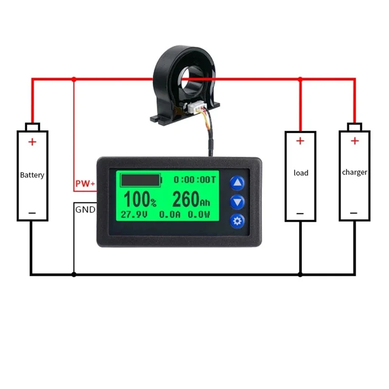 12V 24V 36V 48V Monitor baterii Miernik Halla Coulomb DC8-100V 100A 200A 300A 400A Lifepo4 Moc pojemności akumulatorów kwasowo-ołowiowych i litowo-jonowych