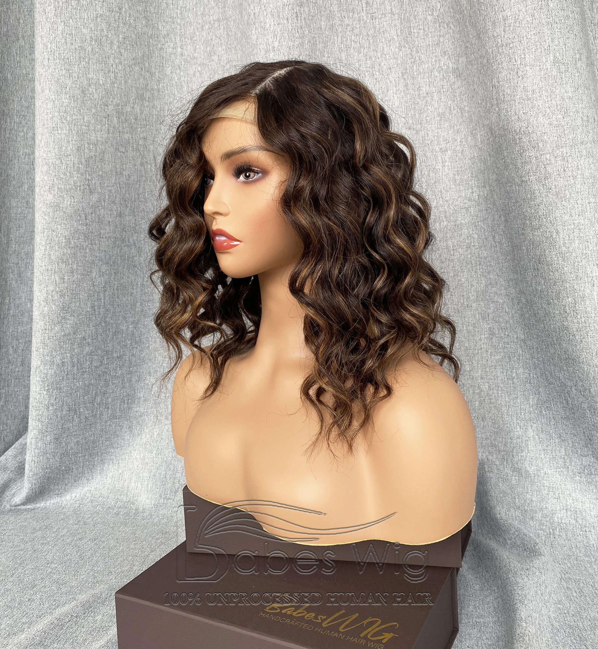 100% Human Hair Silk Base Lace Front Wigs Highlights Curly Hair Silk Top Lace Front Wig For White Women With Natural Hairline