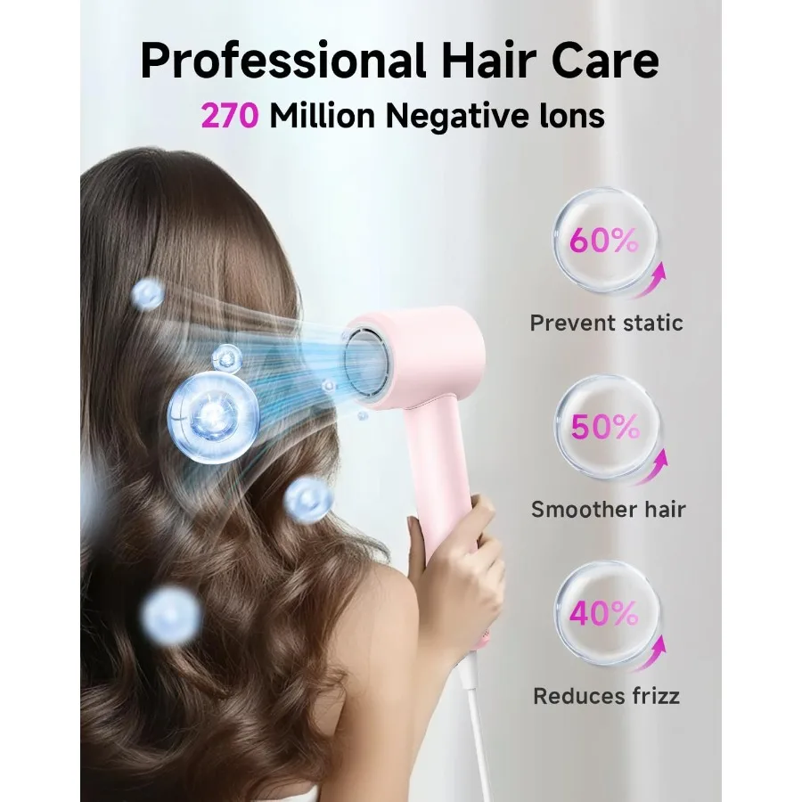 مجفف شعر مع مشط ومرفق ناشر للشعر المجعد 200 متر فرشاة مجفف للنفخ الأيونية السالبة محرك عالي السرعة بدون فرش هاي #4