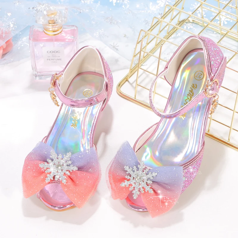 

YUINICUS Girls Sandals Summer Bowknot Princess Shoes Middle and Big Girls Little Girl High Heeled Student Sandals