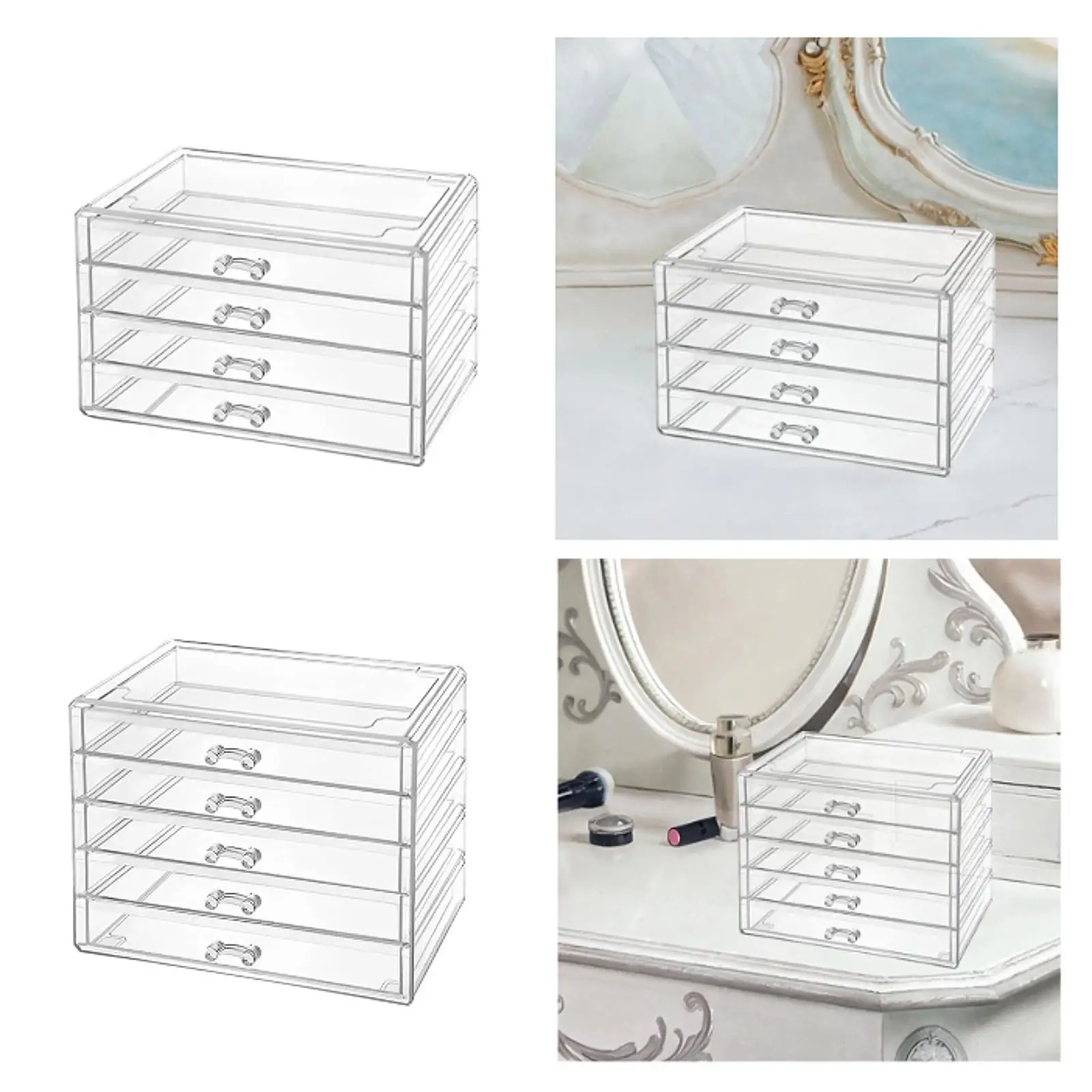 

Acrylic Drawer Makeup Organizer Jewelry Storage Box Multilayered Trendy Lady