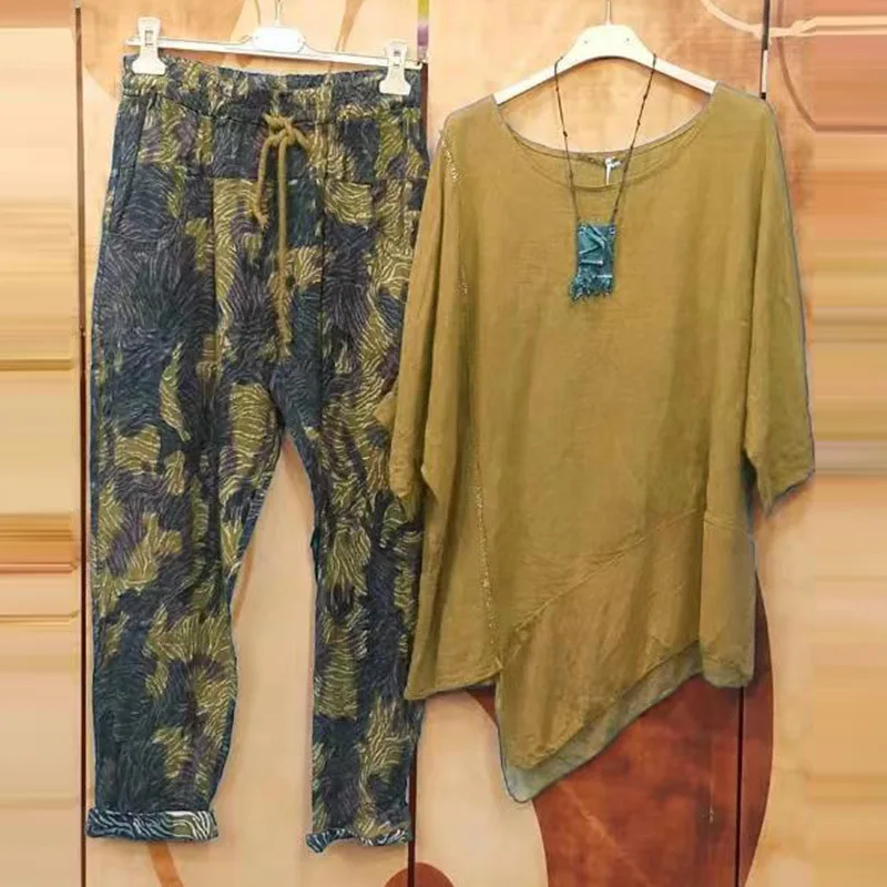 

Commuter Suit Loose Printing Two-piece Set 2025 Fashion High Street Women's Clothing Spring And Autumn New Casual Asymmetry