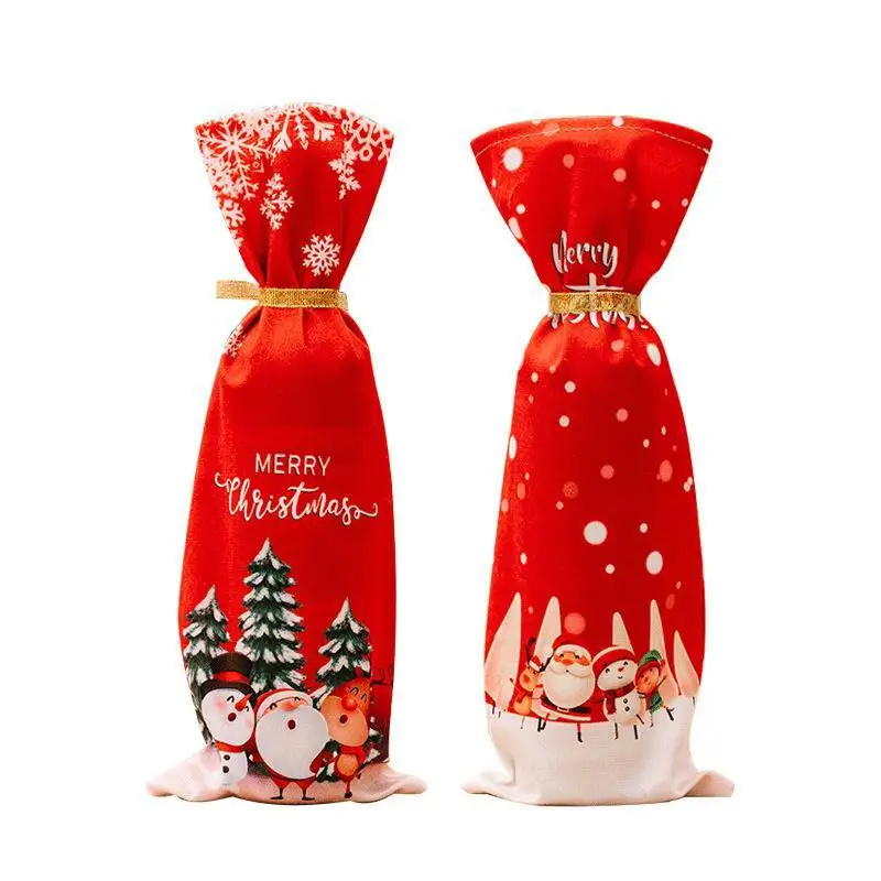 Christmas Wine Bottle Cover Set Santa Snowman Wine Bottle Bags For Christmas Party Dinner Table Decorations New Year Gifts