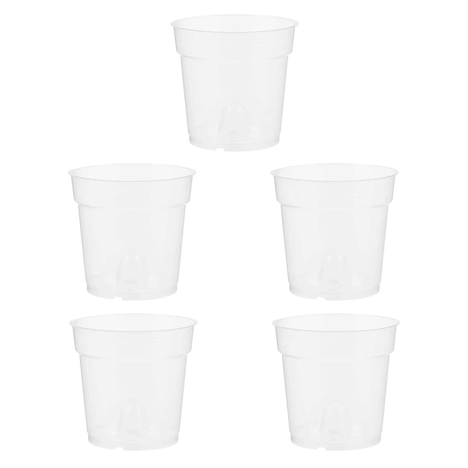 

5 Pcs chid Flower Pots Durable Transparent Planters Holes for Indoor Balcony Garden Desk Office Space Plastic Flower Pots