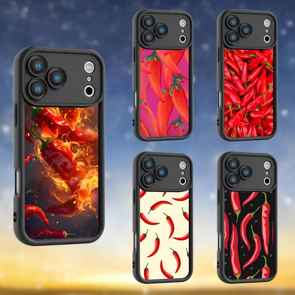 

Chili Red Phone Case For iPhone 17,16,15,14,13,12,Pro,Max,Plus,E,SE4,Air, emery Black Full Coverage TPU