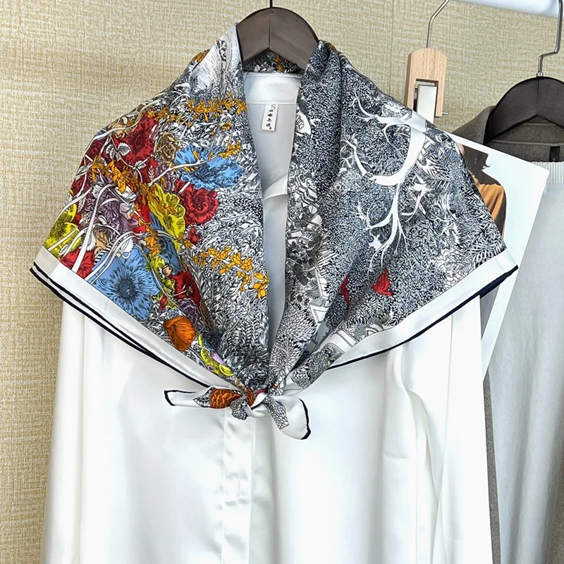 90 Silk Scarf 100% Real Silk Bandana Scarves Wraps Double Sided Luxury Silk Shawl Neckerchief