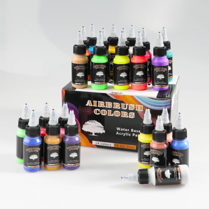 12/24 Color Spray Gun Acrylic Paint Set Multi-purpose Water-based Gundam Model Hand-made Special Pigment Art Supplies