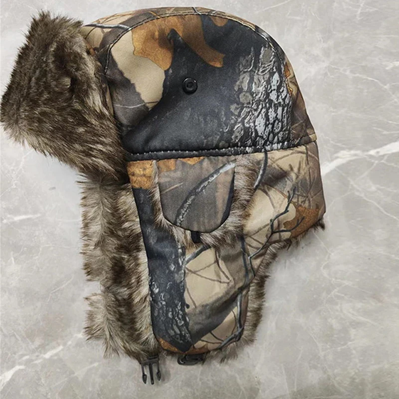 Old Man Earflap Hat Lei Feng Hat Camouflage Warm Winter Elderly Hat Cap Thick Flaps Ski Hat Colorful Fashion Unisex Warm Outdoor