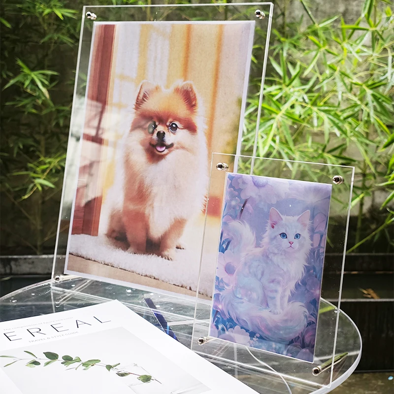 Light Luxury Transparent Acrylic Photo Frame, Standing Desktop Display, Home Use for Wedding Photos and Lifestyle Photos, Double-Sided Transparent Display Frame