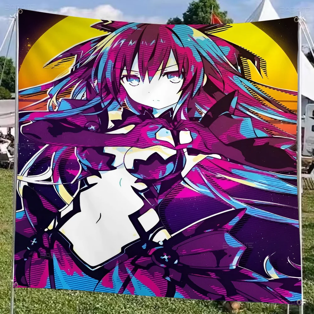 DATE A LIVE Yatogami Tohka Cartoon Flag Art Science Fiction Room Home Decor Wall Hanging Home Decor Banner