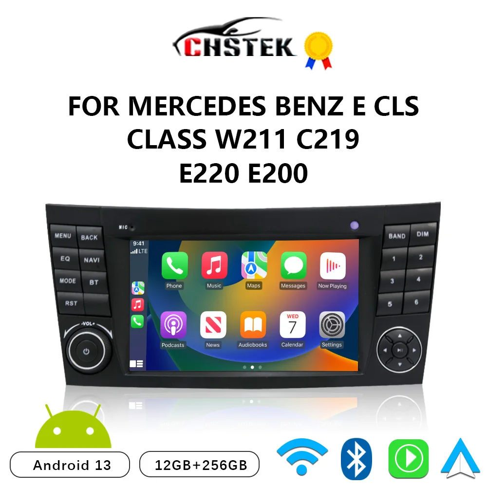 CHSTEK Car Radio 256G Android 13 Carplay For Mercedes Benz G Class W463 CLS C219 W211 2008-2012 Multimedia Bluetooth GPS WIFI 4G