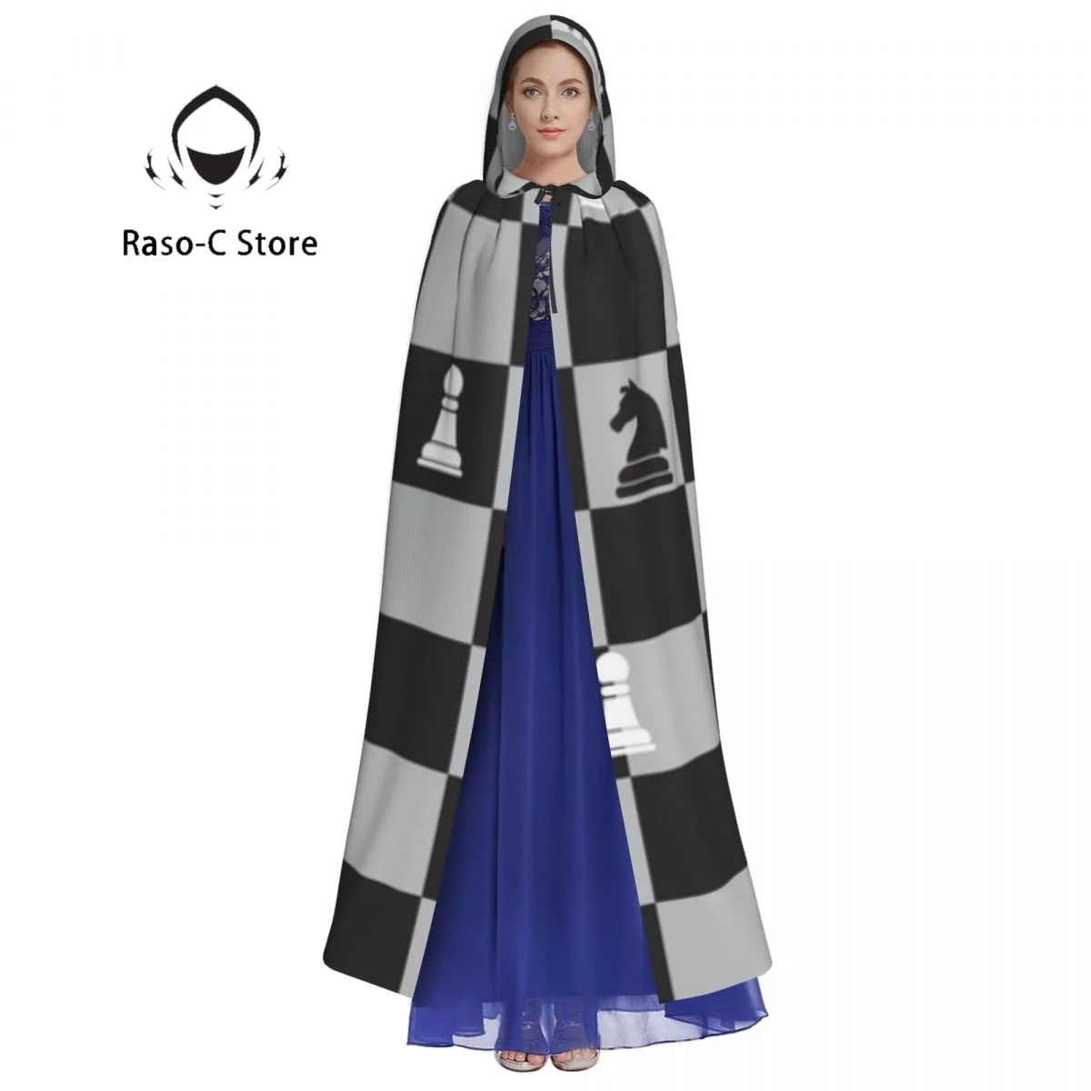 Hooded Cloak Unisex Cloak with Hood Chess Cloak Vampire Witch Cape Cosplay Costume