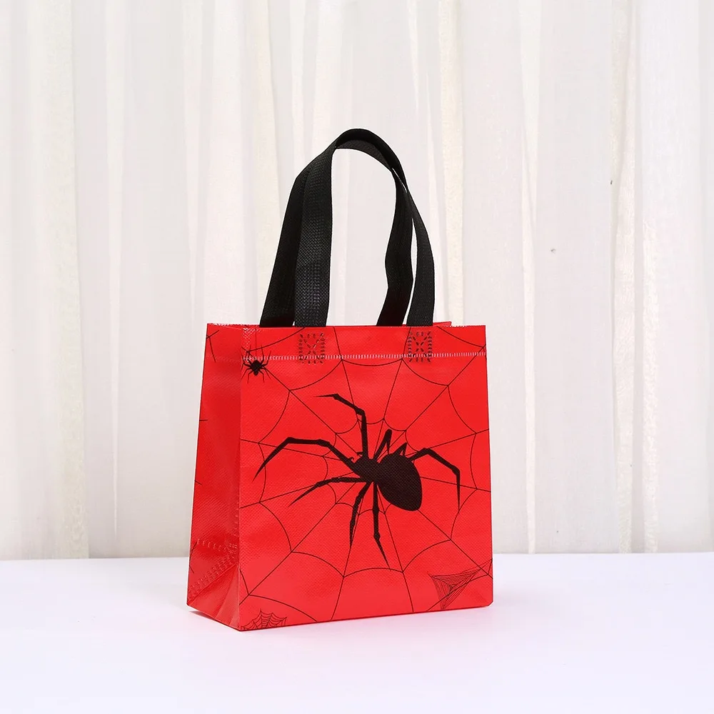 

StoBag Нетканые сумки-тоут с пауком на Хэллоуин, многоразовые подарочные пакеты для трюков или жизнь, сувениры для вечеринок, конфеты, классные сумки для подарков