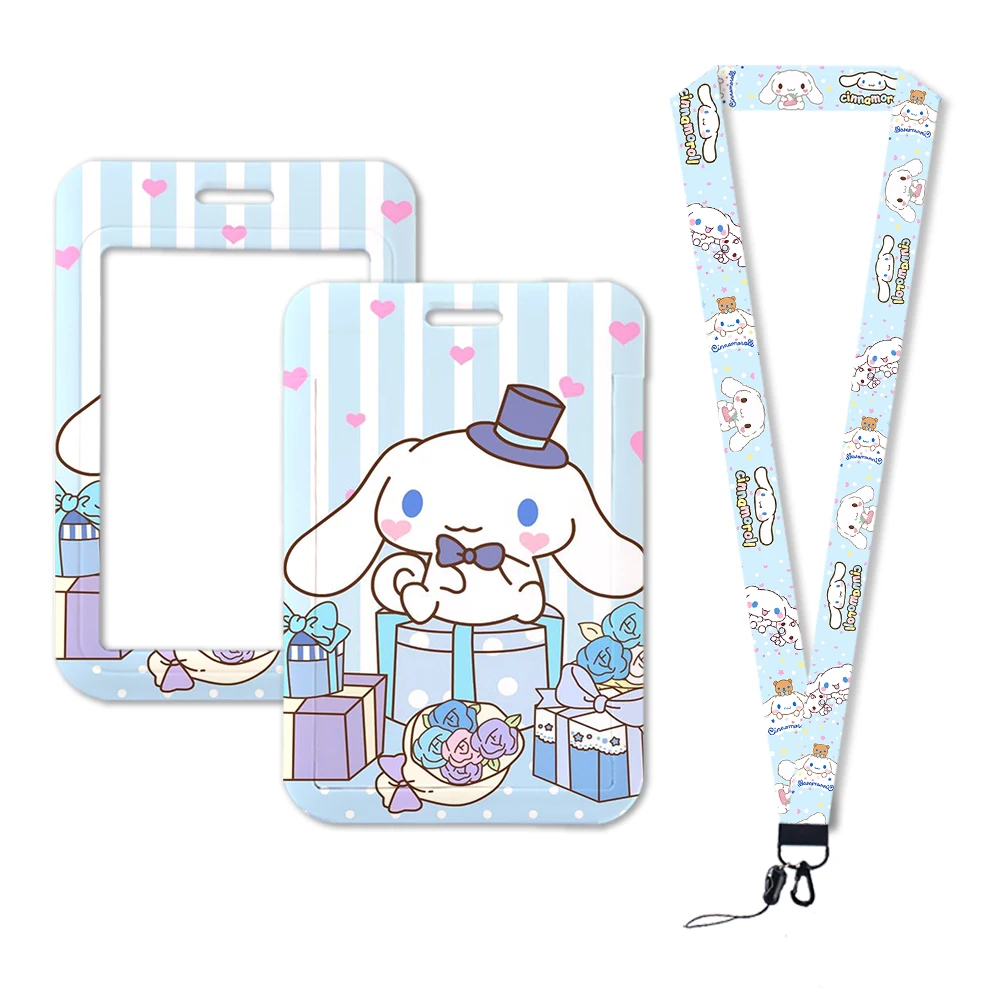 Cute Sanrio Cinnamoroll Cartoon Subway Bus ID Card Protective Sleeve Slide Cover Card Storage Case Keychain Pendant