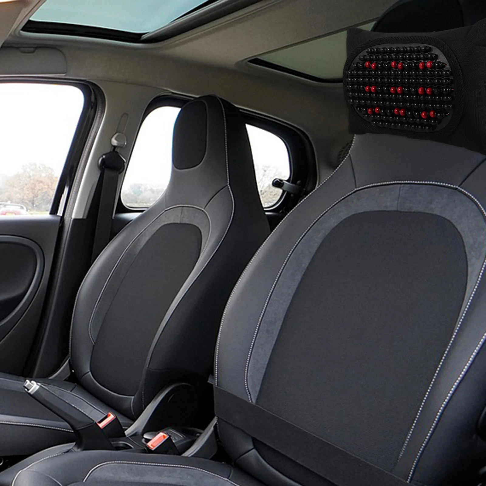 

Car Headrest Red Bead Bamboo Neck Pillow Car Accessories Summer Breathing Holes Driving Sleeping Support Cushion