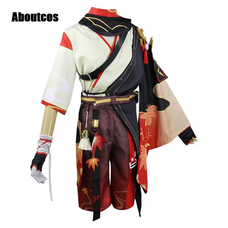 Aboutcos Genshin Impact Kaedehara Kazuha Cosplay Carnival Samurai Costume Halloween Cosplay for Men Outfits Full Set