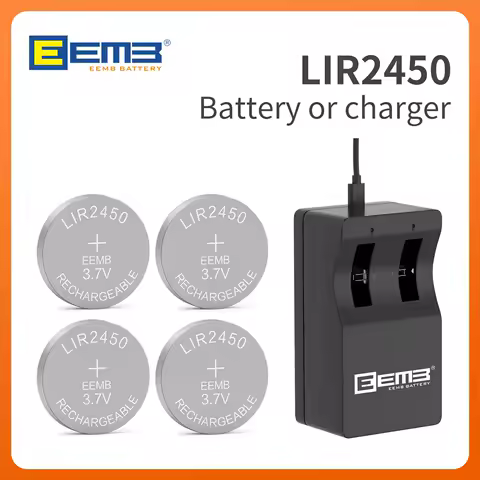 EEMB LIR2450 3.7V rechargeable button battery with Charger(optional ) lithium battery LIR 2450 3.6V Coin battery