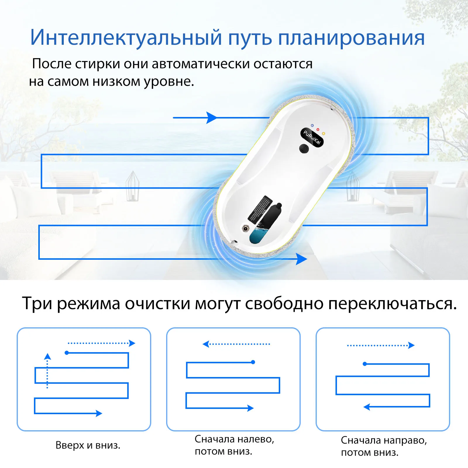 PuRuiKai PRK-309 Household Window Automatic Water Spray Cleaning Robot Vacuum Cleaner Remote Control Electric Window Wiper House view 2