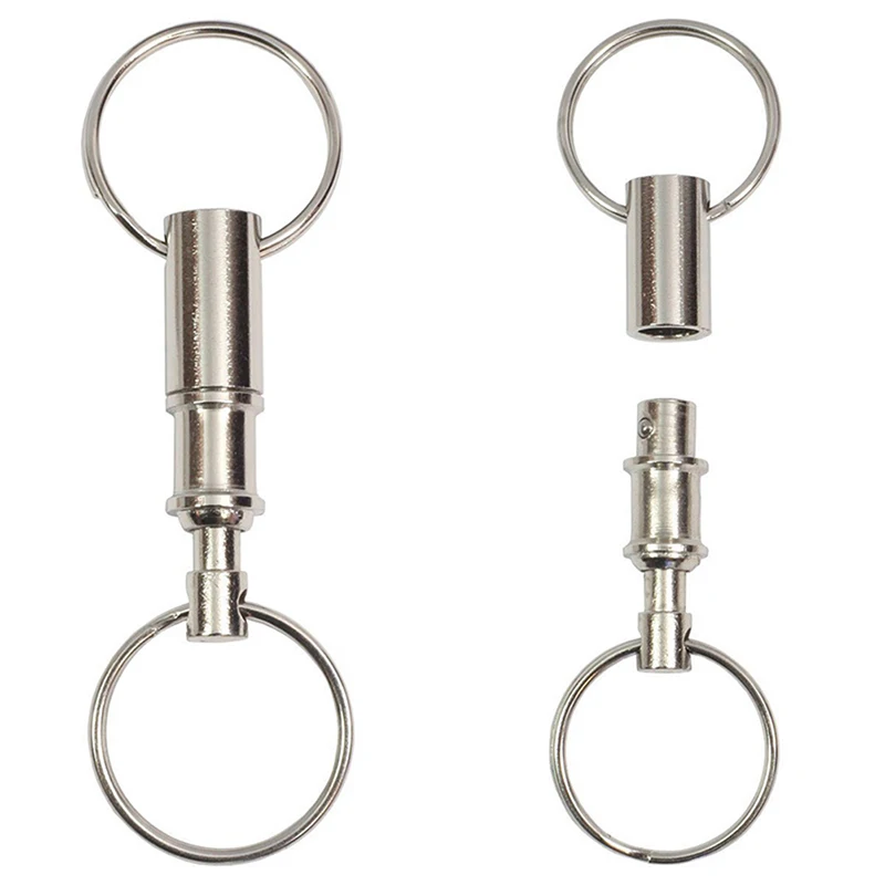 2pcs/set Detachable Removable Pull Apart Quick Release Keychain Key Rings Snap Lock Holder High Quality Alloy Keychain 3.15 Inch