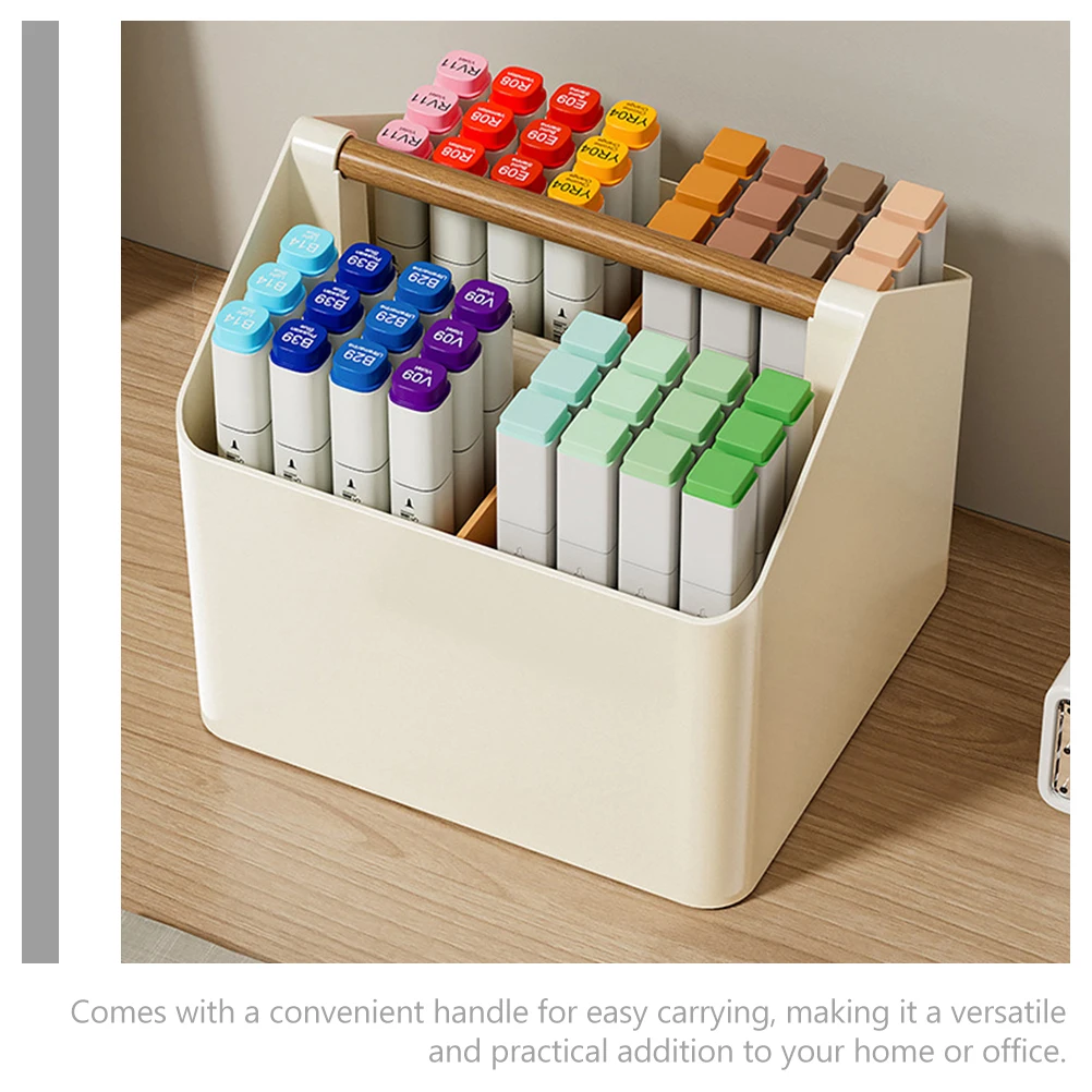 

Storage Box with Handle Desk Organizer Office Remote for Table Work Makeup Brush Plastic Organizers Control