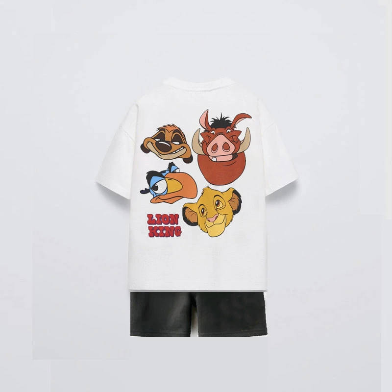cartoon Tees Boy Baby The Lion King Tshirt  Casual Loose Sports Tees + Short Set Kids Summer Costume Short-sleeved Tops Suit image 2