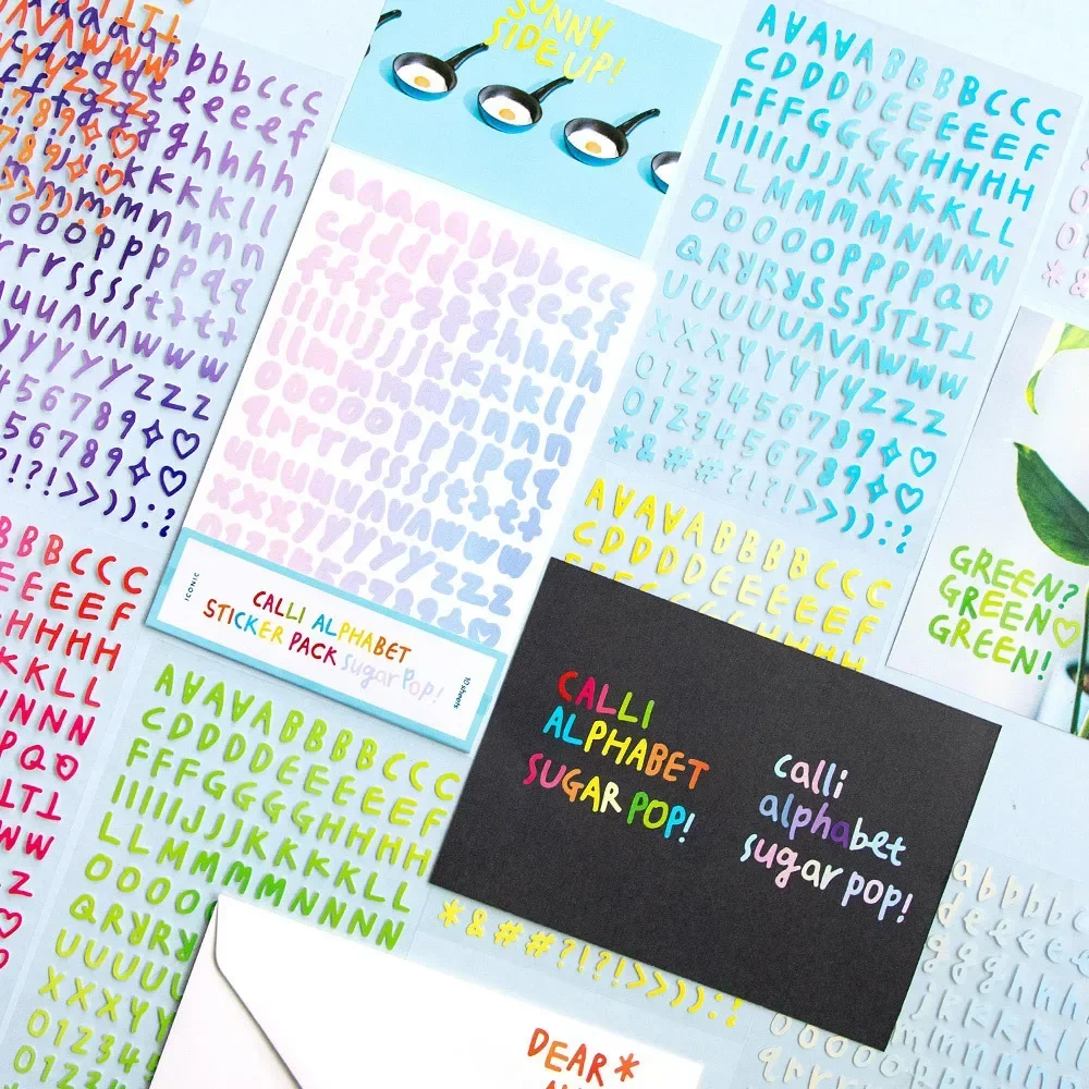 10pcs Gradient Colored Alphabet Numbers Decorative Stickers Material Sticker Scrapbooking Label Diary Cup Phone Journal Planner image 4