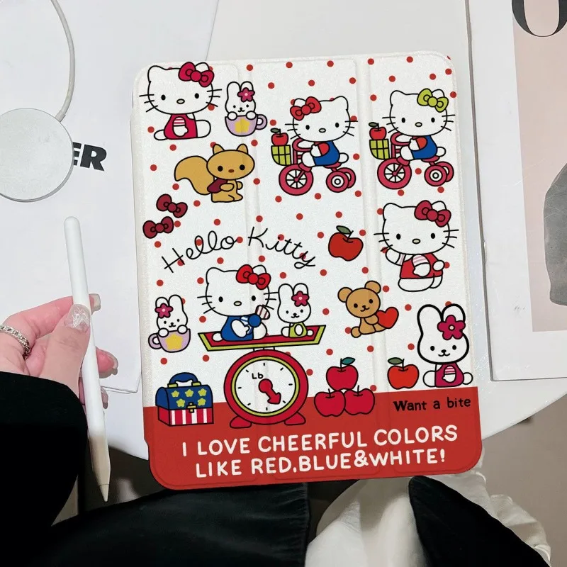 

Чехол для планшета Hello Kitty для iPad 2025 A16 11th Pro 21 22 11 дюймов, чехол Air7 Kawaii KT, вращающийся чехол 9th 10th Air4 5 Защитный чехол