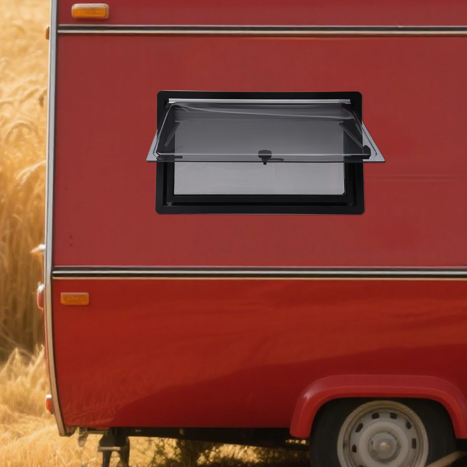 Jendela Ventilasi Ekstrapola RV Tahan Lama 900x500mm, 70 °   Bukaan Maksimal, Bingkai Dua Warna Hitam & Putih, Peningkatan Kenyamanan Perjalanan