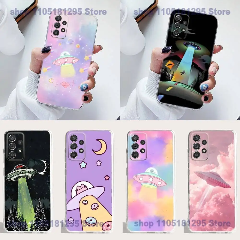 

Funny Space UFO Alien Thing Phone Case Silicone For Samsung S23,21,22,20 FE lite,S10,9,PIus,A70,Soft Transparent