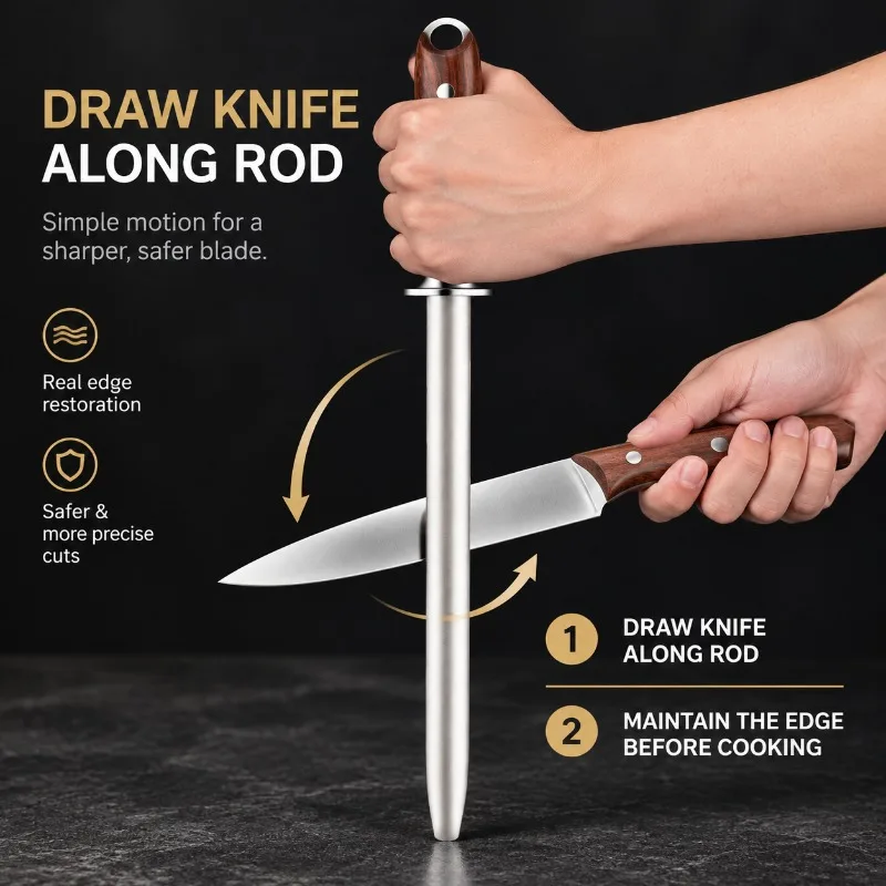 Professional Knife Sharpener Rod Honing Steel Chef Kitchen Knives Scissors Hunting Knife Sharpeners Home Cooking Tools