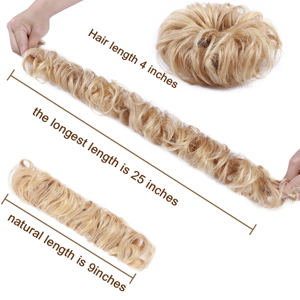 Rijke Keuzes 32g Menselijk Haar Chouchou Opgestoken Wrap Krullend Rommelig Broodje Haarstuk Chignons Voor Vrouwen Paardenstaart Hair Extensions